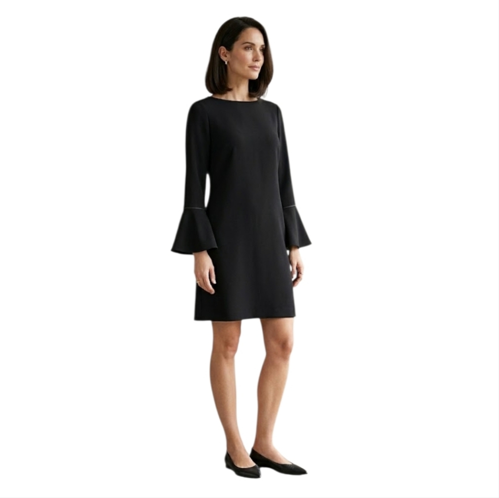Lafayette 148 New York Bell Sleeve Black Dress Size Medium